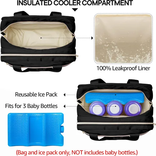 Miniatura 3 de Fasrom Bolsa de extractor de leche portátil con enfriador y bolsa de hielo compatible con bombas Momcozy Medela y Elvie, funda de transporte de Negro