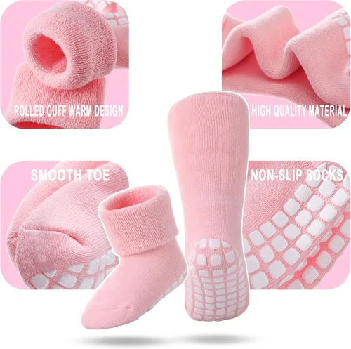 Miniatura 5 de DYW Calcetines antideslizantes para bebés, niños y niñas, calcetines gruesos de algodón cálido para invierno