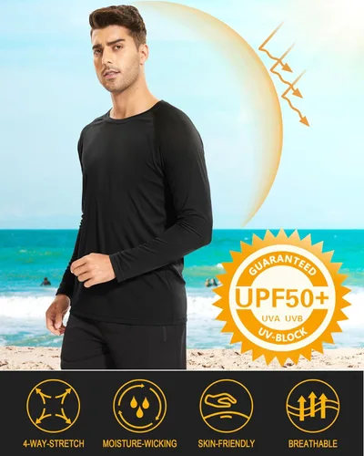 Miniatura 78 de MAGCOMSEN Camisas de manga larga para hombre, protección solar UPF 50+, camisetas atléticas para senderismo, correr, entrenamiento, protección