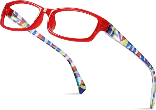 Reading Glasses for Women, Rectangle Readers for Women with Blue Light Blocking Spring Hinge Eyeglasses UV Filter