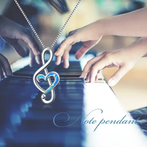 Miniatura 5 de WINNICACA Collares de plata de ley con notas musicales de ópalo creado, joyería de gimnasia para mujeres, adolescentes, niñas, amantes del baile