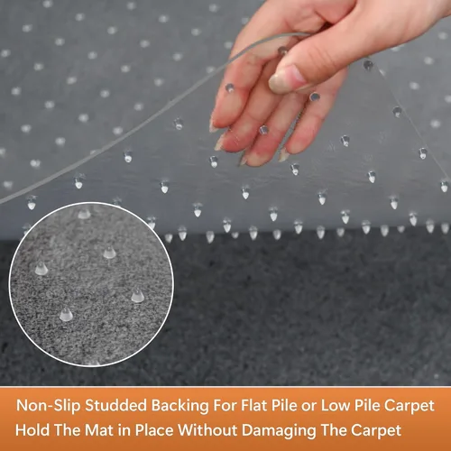Miniatura 3 de Alfombrilla para Silla de Oficina para Alfombras - 30” x 48” Alfombrillas Transparentes para Pisos de Alfombra de Pelo Corto para Oficina en Casa