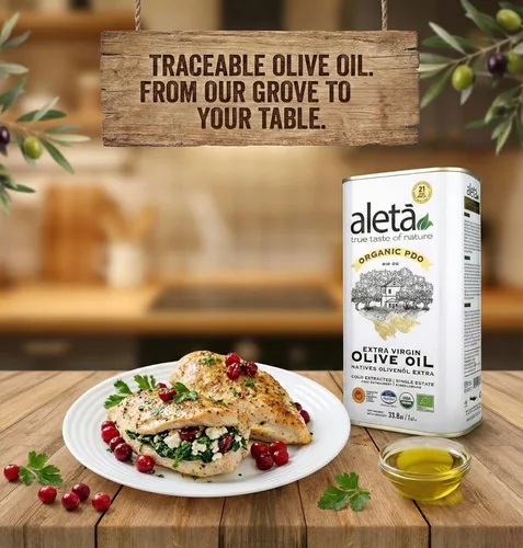 Miniatura 3 de Aleta, Aceite de oliva virgen extra griego orgánico USDA, certificado por la UE, DOP Grecia, 1 litro (33.8 oz.) lata, Kosher EK, paquete de 1