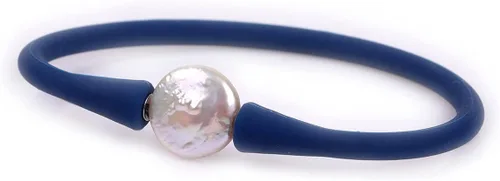 Miniatura 8 de GEM-Inside Big - Pulsera de joyería de perlas de 0.512 in para dama de honor, color negro, apilable, goma de silicona, elástica, perlas cultivadas