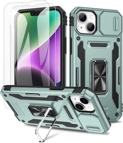 Miniatura 14 de Maxdara Funda para iPhone 14 Pro Max, con cubierta deslizante para cámara y soporte giratorio de 360° integrado y protector de pantalla de vidrio