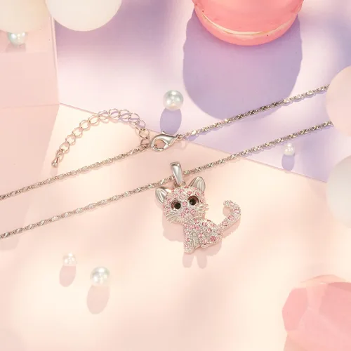 Miniatura 4 de Lanqueen - Collar con colgante de gato, joyería para mujeres y niñas, amantes de los gatos, collar con 18 + 2.4 pulgadas de cadena