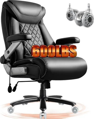 Silla de oficina grande y alta de 600 libras para personas pesadas, silla de oficina ejecutiva grande y resistente, reposabrazos 5D y sillas de