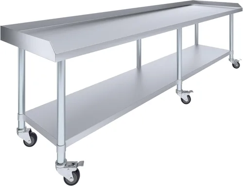 Miniatura 22 de AmGood Soporte para equipo de acero inoxidable con estante inferior + ruedas, resistente, grado comercial, certificado NSF