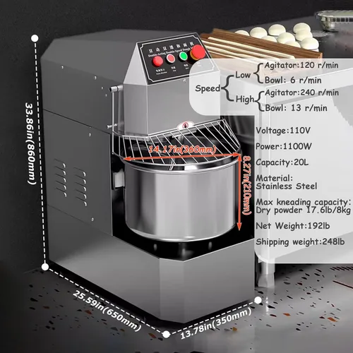 Miniatura 2 de INTSUPERMAI Mezclador de masa comercial Mezclador eléctrico de alimentos con doble acción doble velocidad espiral mezcla para escuelas panaderías