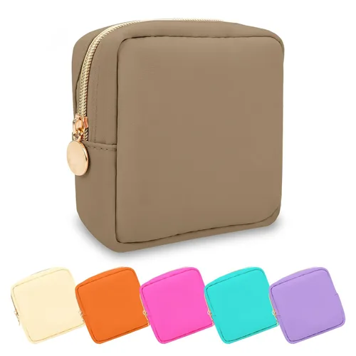Miniatura 84 de Estuche pequeño para lápices y maquillaje para bolso, lindo estuche de lápices, bolsa de pinceles de maquillaje de nylon con cremallera, estuche