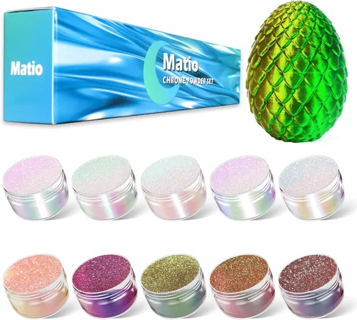 Miniatura 22 de Matio Polvo de Mica Camaleón, 10 * 5g Polvo Cromado, Pigmento de Efecto Nacarado con Cambio de Color, Juego de Polvo de Mica para Resina Epoxi
