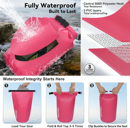Miniatura 3 de MARCHWAY - Bolso seco flotante e impermeable 1.32/2.64/5.28/7.93/10.57 galones, parte superior enrollable, mantiene secos equipos de kayak rafting