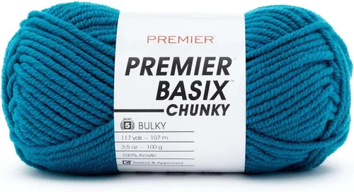 Miniatura 22 de Premier Yarns Basix Hilo Chunky Grueso, Perfecto para Elaborar Proyectos Rápidos, Peso Voluminoso, Hilo Acrílico, Acero, 3.5 onzas, 117 yardas