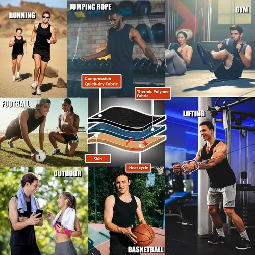 Miniatura 5 de Chaleco de Sauna para Hombres Entrenador de Cintura, Camiseta de Traje de Sauna Sudorífero para Hombres sin Mangas Camiseta sin Mangas de Compresión