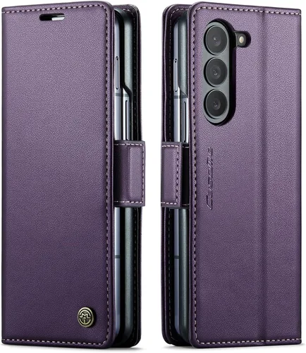 Miniatura 10 de Funda para Samsung Galaxy Z Fold 5 (2023), funda de piel sintética tipo cartera con tarjetero con bloqueo RFID, función atril, a prueba de golpes