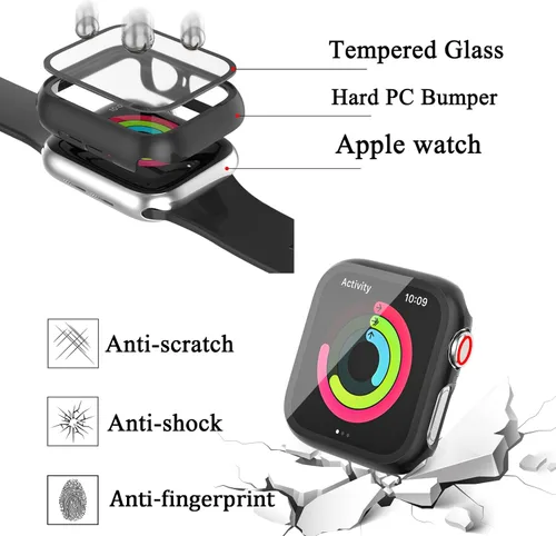 Miniatura 2 de Paquete de 12 fundas compatibles con Apple Watch de 1.575 pulgadas SE 3 SE 2 Series 6 5 4 SE con protector de pantalla de vidrio templado