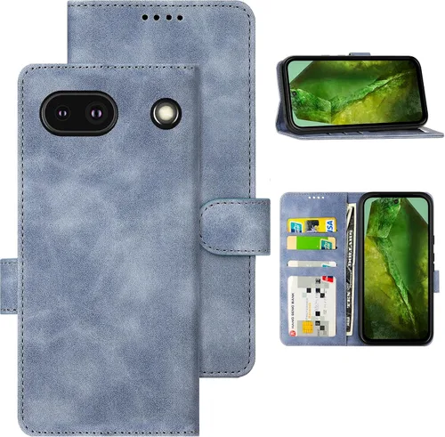 Miniatura 15 de Funda tipo cartera con tapa para Google Pixel 6a, [piel sintética + parachoques de TPU] [3 ranuras para tarjetas] [función de soporte]