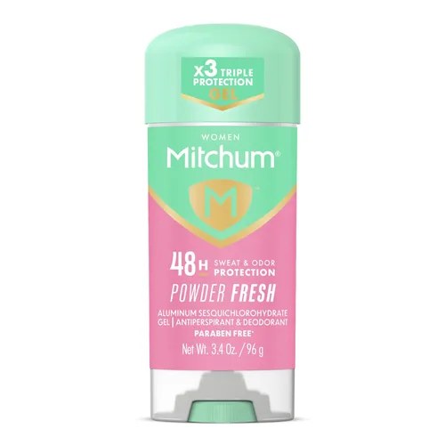 Mitchum Desodorante en gel antitranspirante para mujeres, fragancia fresca en polvo, protección contra el sudor y el olor de 48 horas, defensa