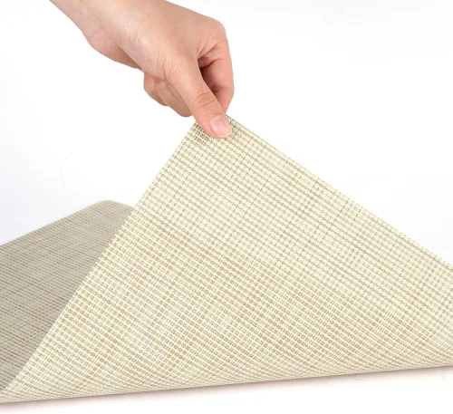 Miniatura 5 de AUAUY Juego de 6 manteles individuales, antideslizantes, resistentes al calor, manteles individuales de vinilo tejido de PVC lavables para cocina