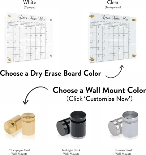 Miniatura 2 de Calendario acrílico personalizado para pared, se envía al día siguiente, hecho en Estados Unidos, planificador de borrado en seco transparente