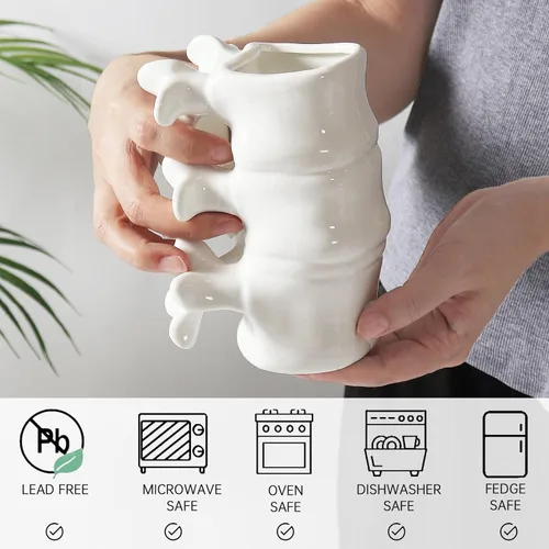 Miniatura 4 de Taza de Café Divertida, Lindas Tazas de Café de Cerámica, Tazas de Café de Cerámica Grandes y Novedosas, Tazas de Café Blancas de 12oz, Regalos