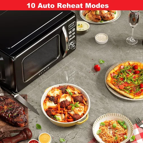 Miniatura 7 de West Bend Mini refrigerador con congelador de 3 pies cúbicos con horno microondas retro Galanz de 0.7 pies cúbicos para encimera, cocción y Negro