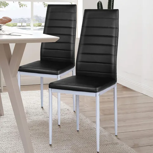 Miniatura 9 de KOTEK Juego de 4 sillas de comedor de piel sintética, sillas laterales tapizadas con respaldo alto ergonómico y marco de acero, sillas laterales