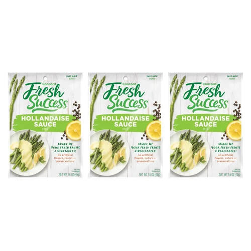 Concord Foods Mezcla de salsa holandesa: Infusión indulgente de limón y mantequilla para comidas gourmet. ¡Eleva tus comidas con riqueza cremosa y