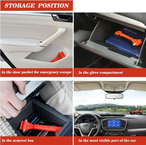 Miniatura 7 de Martillo de seguridad para automóvil con cortador de cinturón de seguridad y cortador de ventana de vidrio, herramienta de escape de emergencia
