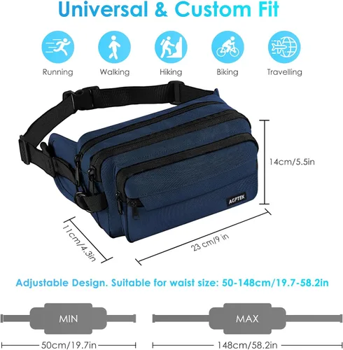 Miniatura 2 de AGPTEK Fanny Pack for Women Men, RFID Large Capacity Waist Wallet Bag, Adjustable & Waterproof Bum Belt Pouch for Travel, Running, Shopping, Hiking