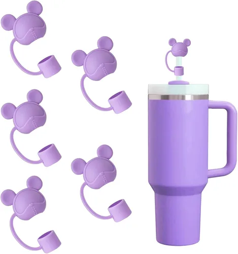 Miniatura 37 de Juego de 4 fundas de popote con diseño de estrella compatibles con vasos Stanley de 30 y 40 onzas, reutilizables, bonitas puntas de popote