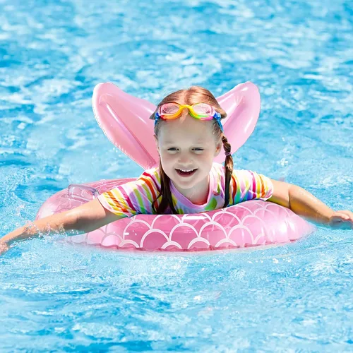 Miniatura 2 de KISSHAKE Flotador de piscina para bebé, flotador de natación de sirena para bebé, entrenador de natación inteligente, flotadores inflables de Sirena