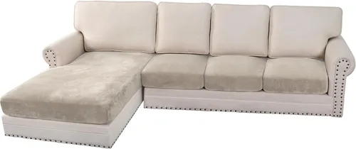 Miniatura 113 de H.VERSAILTEX - Funda de terciopelo elástica y afelpada para protección de cojines de sofá biplaza, silla o sofá, 2 piezas, tamaño grande, color gris