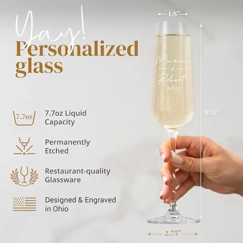 Miniatura 4 de Copas de champán de boda personalizadas, juego de 2, copas de brindis Mr & Mrs para novia y novio, nombre y fecha grabados, regalos personalizados