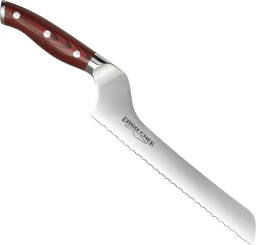 Miniatura 10 de Ergo Chef Crimson Series - Cuchillo de trinchar de 8 pulgadas, acero inoxidable alemán forjado de alto carbono X50CrMoV15, mango G10