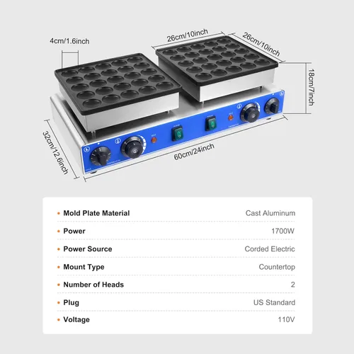 Miniatura 2 de Máquina eléctrica antiadherente para hacer gofres comercial, mini panqueques holandesa, panadero, salud y hogar, multifunción, mini máquina 50pcs