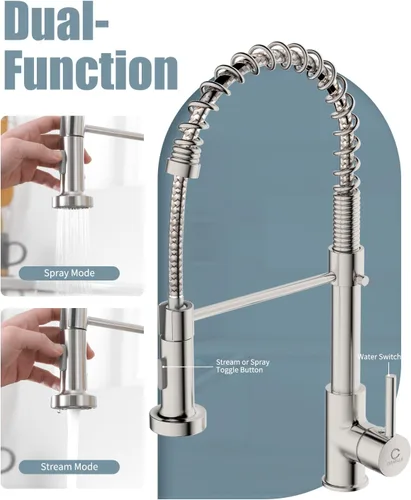 Miniatura 3 de Grifo de cocina, grifos de fregadero de cocina comercial con rociador extraíble, grifos de acero inoxidable para fregaderos de cocina, cabezal