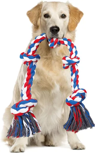 Miniatura 8 de Bmag Juguetes de cuerda para perros para masticadores agresivos, juguetes interactivos y resistentes para perros medianos y grandes, juguete de Beige