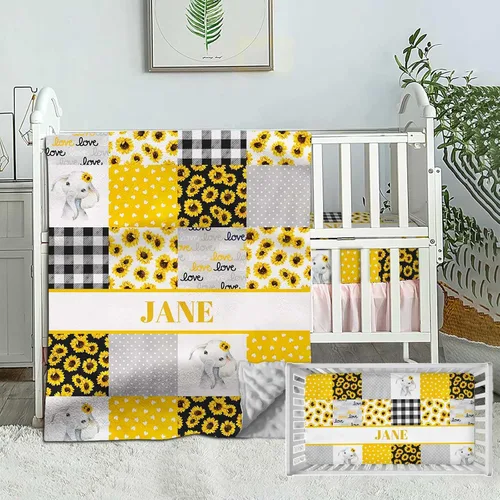 Miniatura 19 de Juego de ropa de cama personalizado para cuna de bebé, edredón de cuna con nombre personalizado, ropa de cama de vaquero para guardería, juego de 2