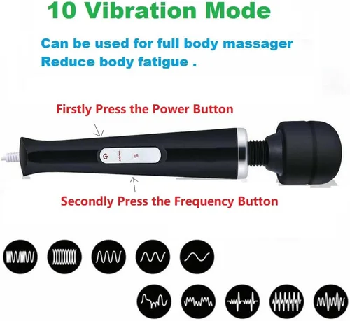 Miniatura 5 de Masajeador de cuerpo grande negro de mano vibrante potente masaje eléctrico de espalda para mujer recuperación deportiva dolores musculares dolor
