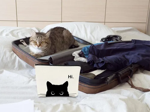 Miniatura 2 de Regalos de Gatos - Pequeña bolsa de maquillaje, bolsa de cosméticos para amantes de los gatos, bolsa de maquillaje para adolescentes y mujeres, cat 1