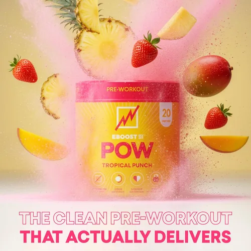 Miniatura 2 de EBOOST POW Natural - Polvo de preentrenamiento – 20 porciones – Tropical Punch – Un suplemento de preentrenamiento para el rendimiento, apoyo