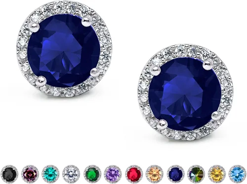 SWEETV - Aretes de circonita cúbica de 516pulgadas (8 mm), aretes tipo dormilona, corte redondo, con diamantes de imitación, hipoalergénicos, para