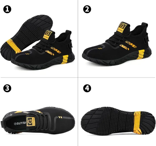 Miniatura 7 de GLANOUDUN Zapatos de punta de acero para hombres y mujeres, zapatos de seguridad ligeros y cómodos para hombres con punta de acero ancha, zapatos