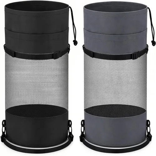 Miniatura 12 de Paquete de 2 accesorios portátiles para barcos, bolsas de basura de malla, contenedor de basura para barco, kayak, cámper, pesca, cabina, Blanco