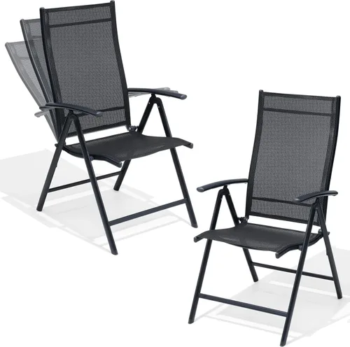 Miniatura 18 de Crestlive Products. Conjunto de 2 sillas plegables de patio, 7 niveles ajustables, reclinables, con respaldo alto, para exterior, sillas de césped