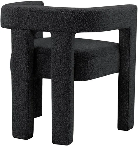 Miniatura 7 de Meridian Furniture Colección Athena Moderna Contemporánea Silla de Acento Comedor Tapizada en Tela Boucle, 25" An x 21" Pr x 27" Al, Negro