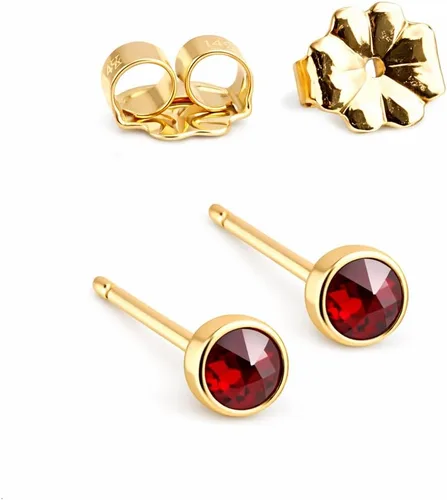 Miniatura 24 de Juego de aretes pequeños de oro con bisel, bola para cartílago, tragus, hélice, múltiples joyas hipoalergénicas de piedra natal para mujer