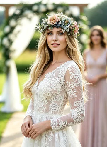 Miniatura 2 de Corona de flores de rosas para novia, diadema floral para el cabello, diadema de flores, halo bohemio con cinta, boda, fiesta, festival, fotos