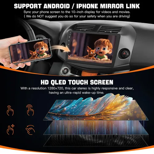 Miniatura 4 de Estéreo de radio de coche para Toyota RAV4 2007-2012 sin sistema de sonido JBLB, compatible con Carplay inalámbrico/Android Auto/Mirrorlink